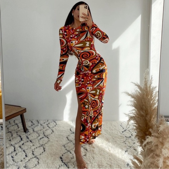 Zara Multi Printed Mini Dress  Long sleeve round neckline - Picture 8 of 12